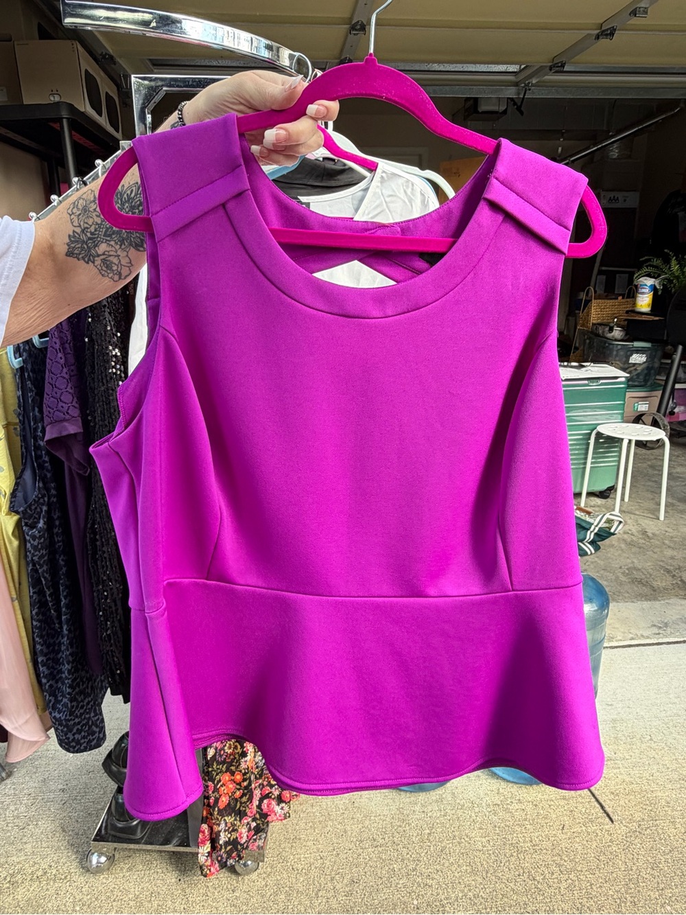 Worthington Sleeveless Peplum Tank in Bright Fuchsia